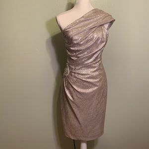 STUNNING one-shoulder champagne dress